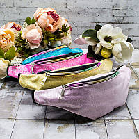 Женская сумка на пояс с блестками размер 11*32 см