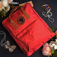 Рюкзак вместительный с кожаной ручкой KÅNKEN бордового цвета размер 38*28*14 см