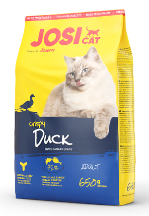 Josera JosiCat Crispy Duck для дорослих кішок качка і риба 650 г, фото 1