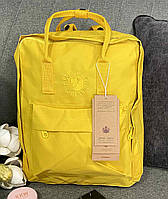 Рюкзак большой однотонный Канкен с с логотипом вышивка Жёлтый размер 38*28*14 см