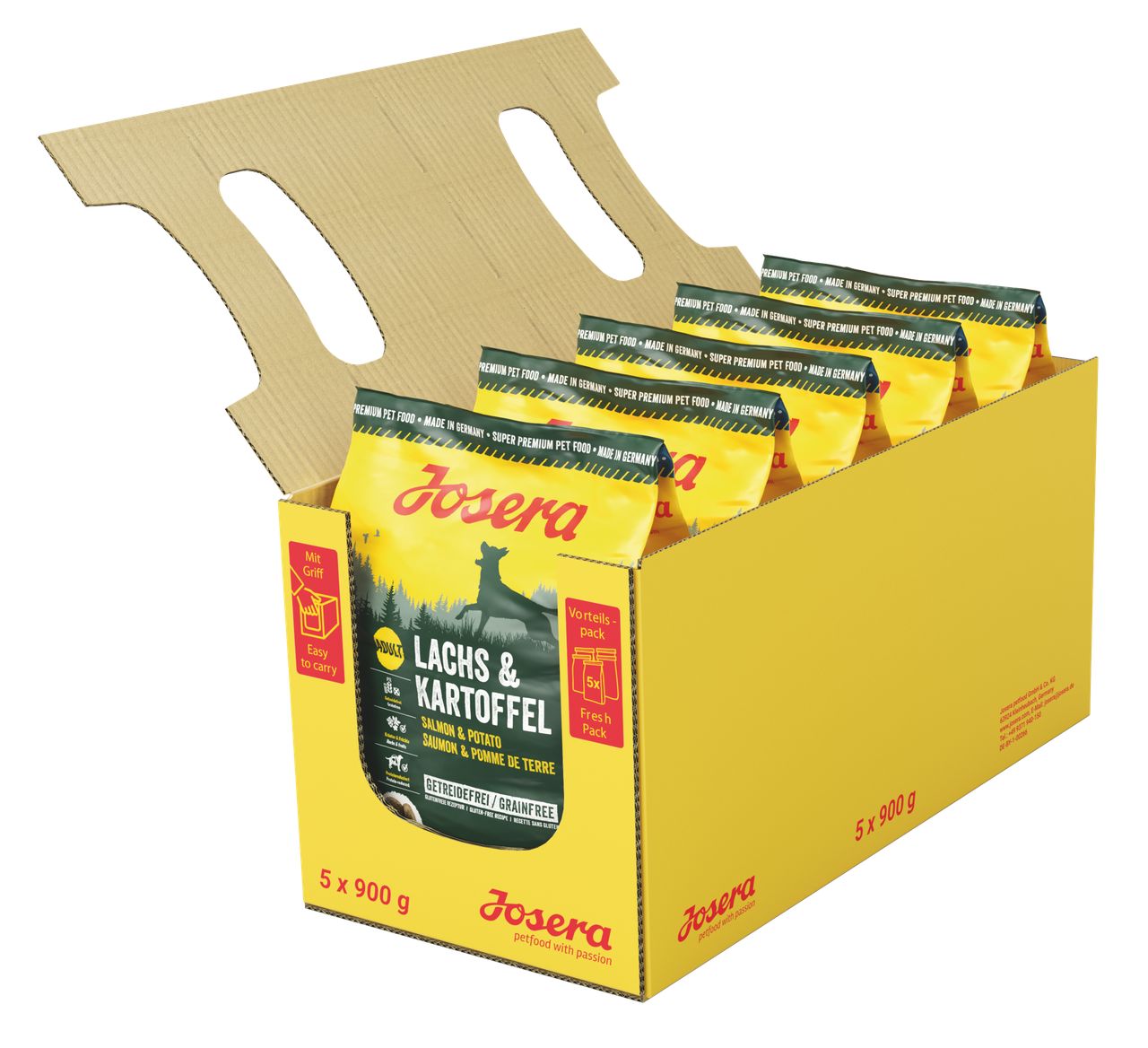 Сухий корм Josera Lachs & Kartoffel Лосось та Картопля без зернових для собак 5*900г (4.5 кг)