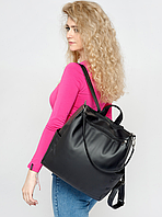 Женский рюкзак-сумка Trinity черный, Молодежный стильный рюкзак, Городская сумка трансформер 2 в 1 DAYK