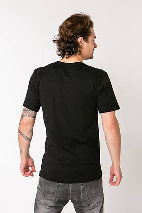 Чоловіча бавовняна футболка з закритим горлом батальна великі розміри Nicoletta 0116 Чорний, фото 2