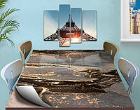 Покрытие для стола, мягкое стекло с фотопринтом, Серый мрамор с золотом 100 х 120 см (1,2 мм)
