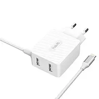 Сетевое зарядное устройство HAVIT 5W 2USB 5V/3.1А с кабелем Lightning HV-H143