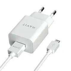 Мережевий зарядний пристрій HAVIT USB 5V/2А з кабелем Lightning HV-ST112