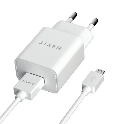 Мережевий зарядний пристрій HAVIT USB 5V/2А з кабелем Lightning HV-ST112, фото 2