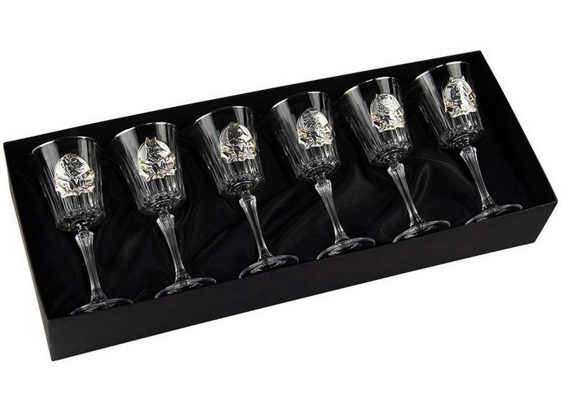 Набір келихів для вина Boss Crystal «Сенатор» 6 келихів, кришталь, платина, срібло, золото,