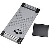 Столик трансформер для ноутбука, складана підставка з алюмінія, Сріблястий, фото 4