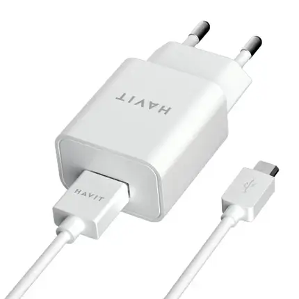Мережевий зарядний пристрій HAVIT USB 5V/2А з кабелем Micro USB HV-ST111, фото 2