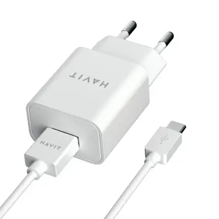 Мережевий зарядний пристрій HAVIT USB 5V/2А з кабелем Type-C HV-ST113, фото 2