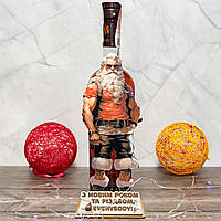 Подставка мини бар для бутылок Супер Санта Клаус Дед Мороз оригинальный подарок декор на Новый год Рождество