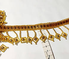 Тасьма бахрома  з перлинками золотиста 5 см