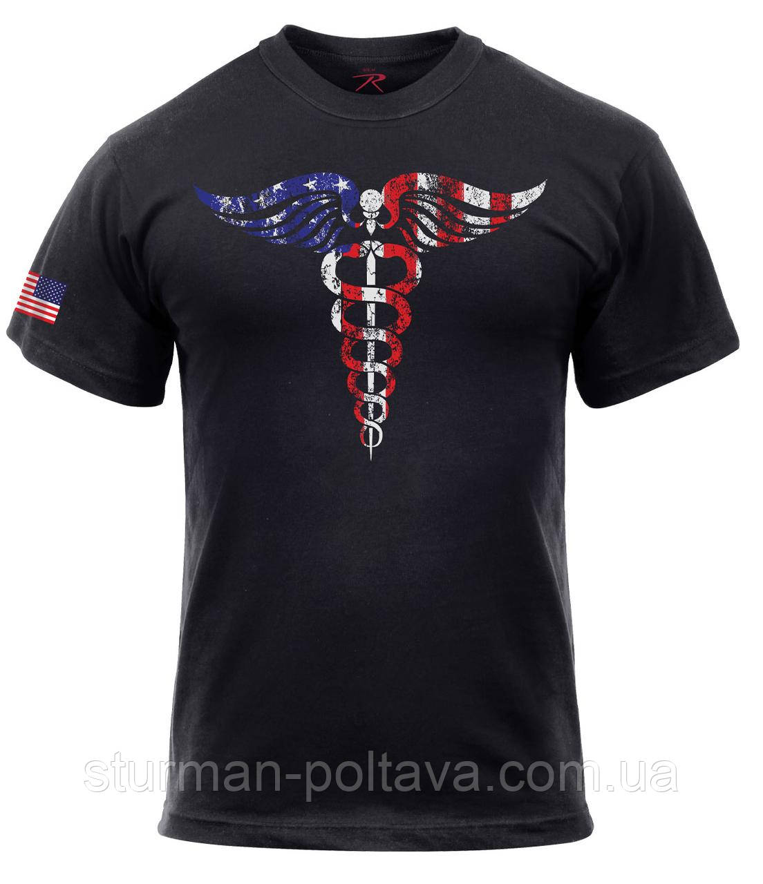 Футболка чоловіча медична з логотипом Кавуцей Rothco Medical Symbol (Caduceus) T-Shirt Black США