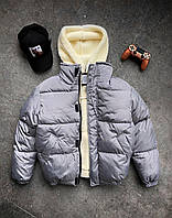 Мужская куртка теплая (серая) стильная молодежная без капюшона водоотталкивающая плащевка осень-зима svit8