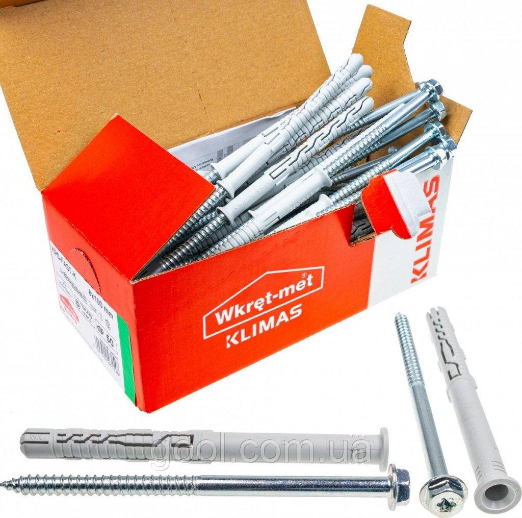 Дюбель 12х360мм Wkret-Met Klimas KPR FAST K фасадний рамний з шурупом та шестигранною головкою упаковка 20 штук, фото 1