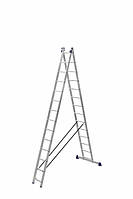 Драбина алюмінієва двосекційна універсальна 2 на 14 щаблів
