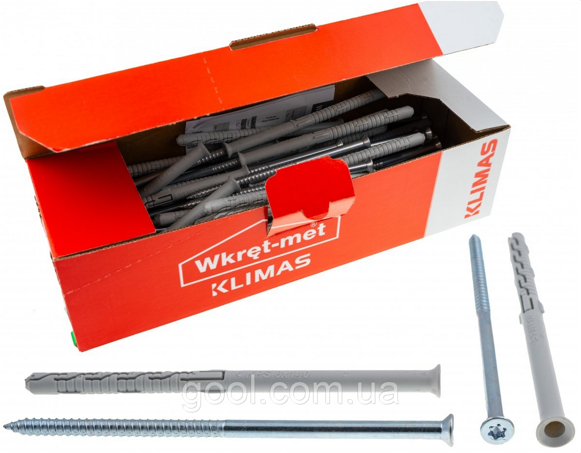 Дюбель 10x300мм Wkret-met Klimas KPS FAST S Torx розпорний з шурупом та потайною головкою упаковка 25 штук, фото 1