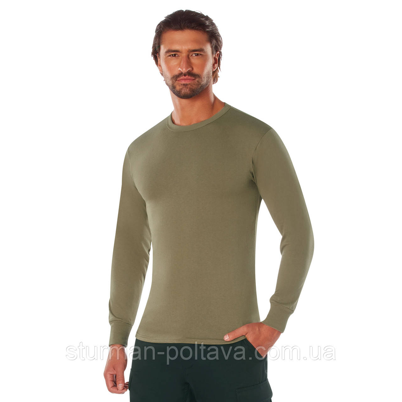 Футболка чоловіча довгий рукав Long Sleeve Solid колір койот Rotcho США 3XL