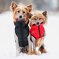 Куртка утепленная двухсторонняя для собак всех пород, жилет для собаки на молнии, красно-черный