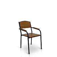 Стілець для кафе "Феліція" Тік металевий, з деревом, чорний від Mix-Line