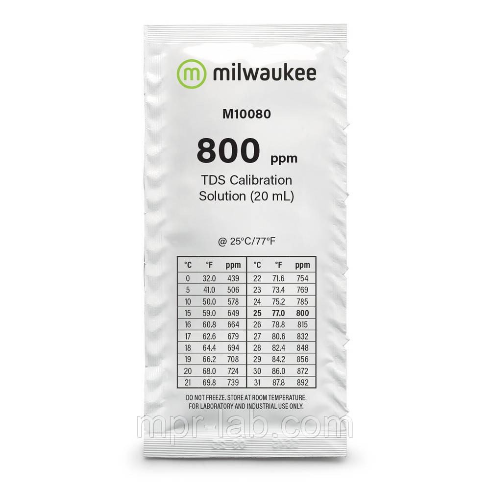 Калібрувальний розчин Milwaukee M10080 для TDS метрів 800 ppm, 20мл, Угорщина