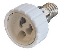 Переходник e.lamp adapter.GU10/Е14.white, с патрона E14 на GU10, пластиковый