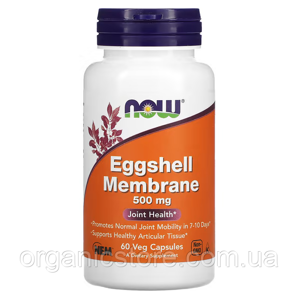 Мембрана яєчної шкаралупи, NOW Foods Eggshell Membrane, 500 мг, 60 рослинних капсул