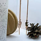 Срібні сережки протяжки позолочені "Дісней" з оленями Сережки протяжки зі срібла жіночі, фото 3