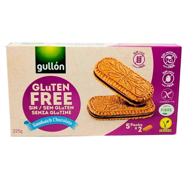 Печиво-сендвіч з шоколадною начинкою без глютену Gullon gluten free 225g. Іспанія