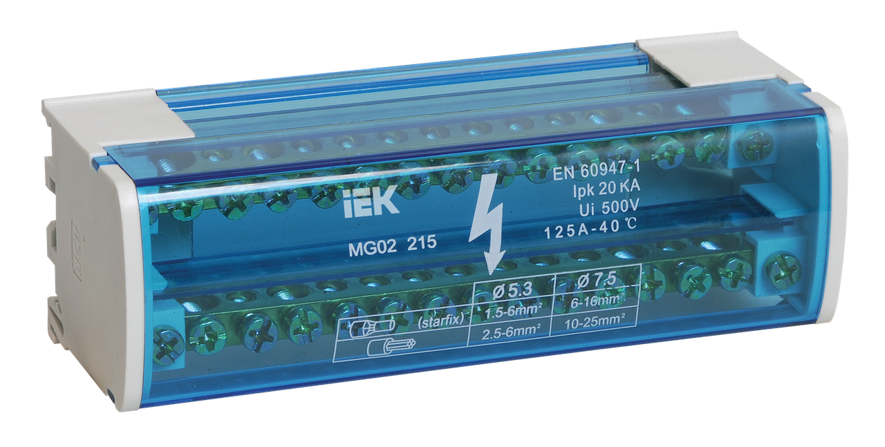 Шина N "нуль" на DIN-рейку в корпусі 2х15груп IEK