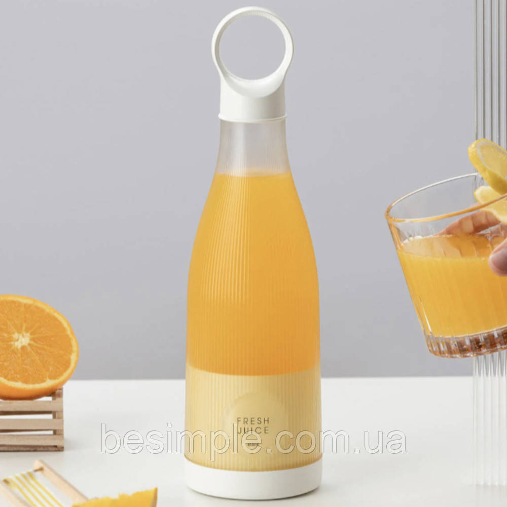 Блендер-пляшка для смузі 450 мл, MINI JUICER, Білий/ Портативний акумуляторний блендер/ Міні блендер