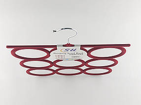 Плічка вішалки тремпеля флоковані бордового  кольору для аксесуарів, фото 2