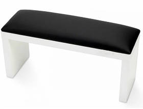 Підлокітник манікюрний на білих ніжках ламінованих м'який чорний, підставка для рук для манікюру.