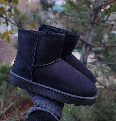 Уггі замшеві UGG короткі еко замша жіночі чорні ЗИМА чоботи черевики унісекс, фото 6