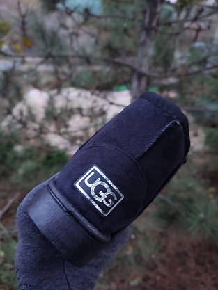 Уггі замшеві UGG короткі еко замша жіночі чорні ЗИМА, фото 5