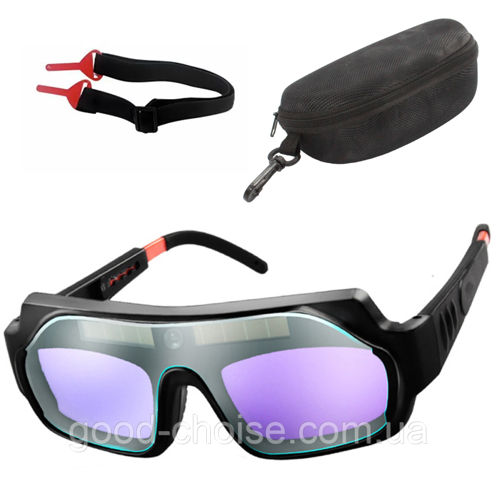 Захисні зварювальні окуляри Хамелеон з автозатемненням + чохол / Окуляри для зварювальних робіт / Окуляри зварювальника, фото 1