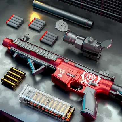 Автомат дитячий іграшковий (акумулятор, 20 м'яких набоїв, приціл) D 016, фото 3