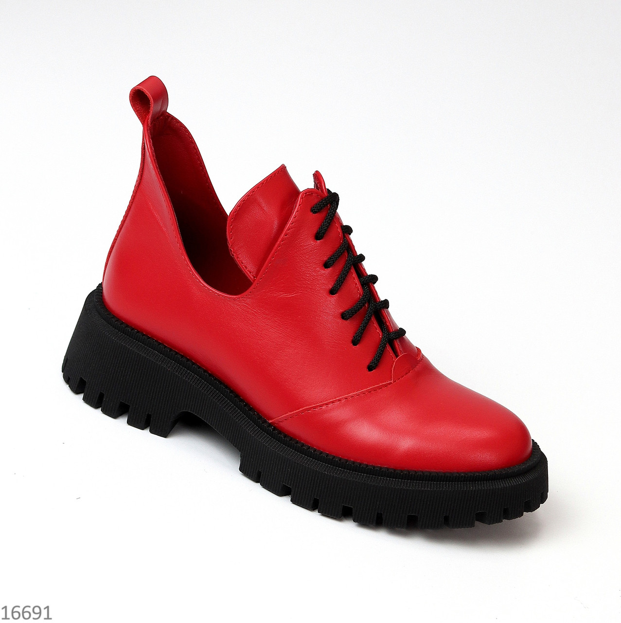 Дизайнерські яскраві червоні жіночі шкіряні туфлі натуральна шкіра