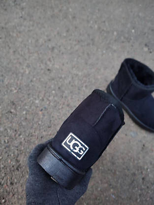 Уггі замшеві UGG короткі еко замша жіночі чорні ЗИМА чоботи черевики унісекс, фото 5