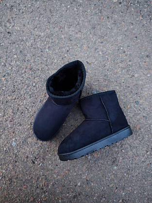 Уггі замшеві UGG короткі еко замша жіночі чорні ЗИМА чоботи черевики унісекс, фото 4