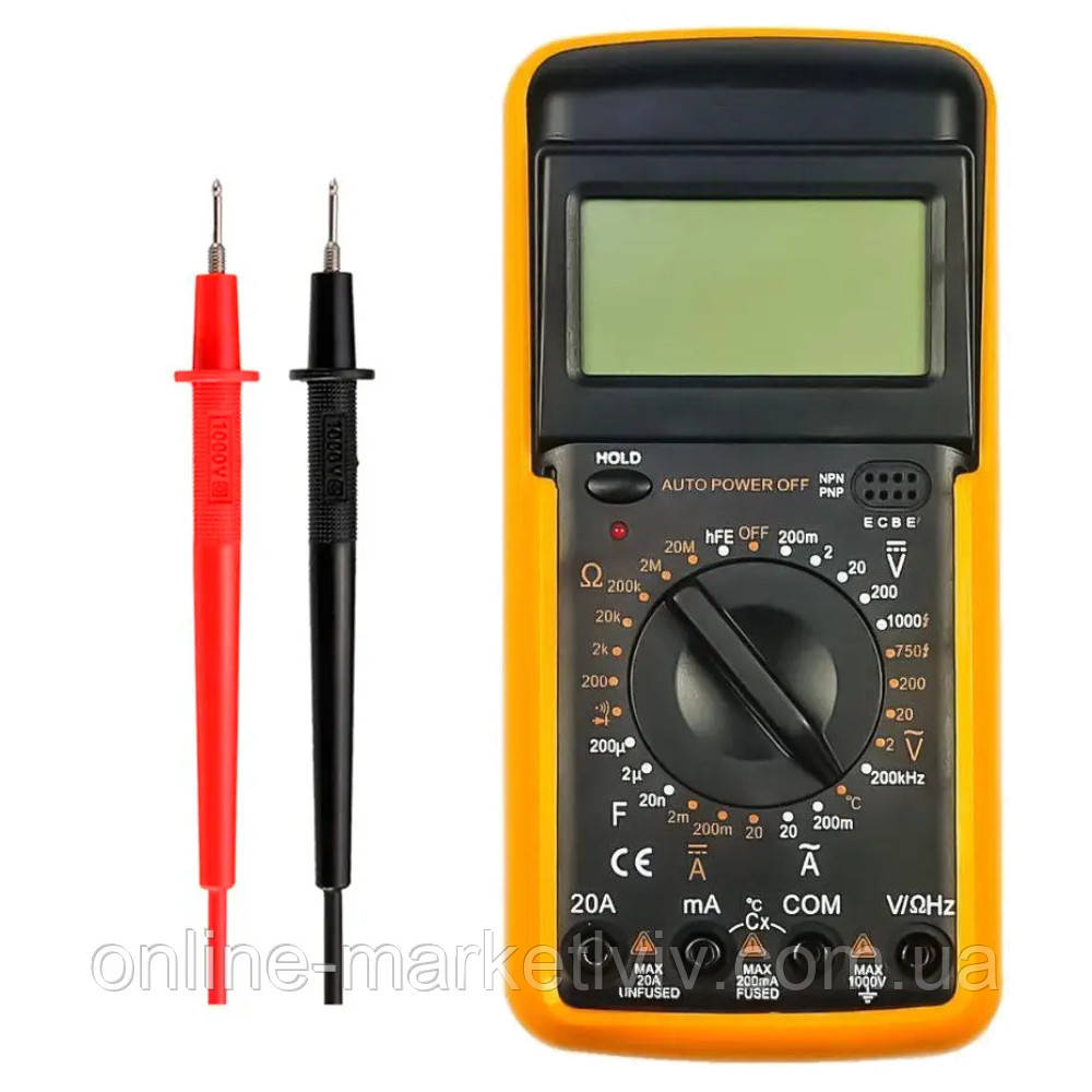 Цифровий мультиметр DT-9208A / Універсальний портативний мультиметр / Мультиметр-тестер напруги, фото 1