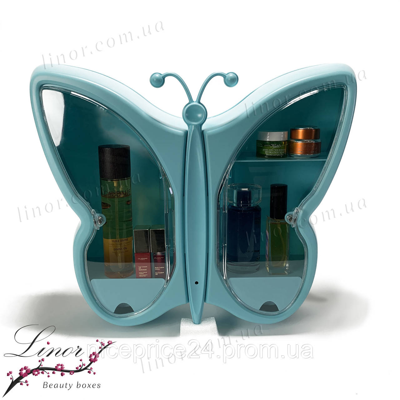 Beauty box "Butterfly" настенный 5 секций (Голубой) h - фото 2 - id-p2028335466