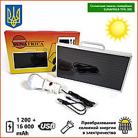 Солнечная панель с 2 USB выходами LED лампочкой повербанк батарея TYN-300 зарядка аккумулятор power bank g