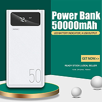 Повербанк REMAX RPP 50000 mah с быстрой зарядкой c LED фонариком лампой powerbank повер банк павер павербанк g