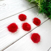 Помпон хутро норка 2.5 см червоний