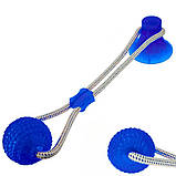 Іграшка для собак М'яч на мотузці з присоском Perfect Power Синій Іграшка для домашніх тварин жувальна, фото 2