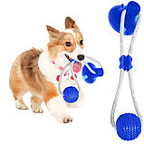 Іграшка для собак М'яч на мотузці з присоском Perfect Power Синій Іграшка для домашніх тварин жувальна, фото 5