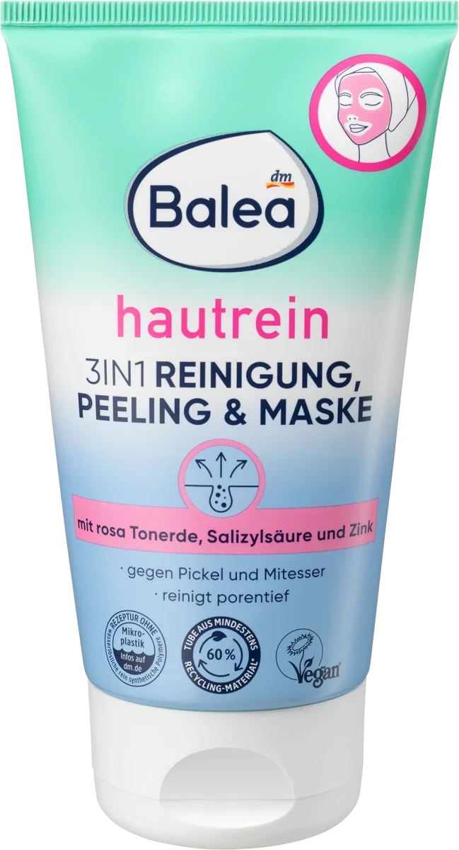 Очищаюча пілінг-маска для обличчя Balea Hautrein 3in1 Peeling Maske, 150 мл.