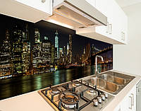 Кухонный фартук заменитель стекла ночной мост в Бруклине, с двухсторонним скотчем 62 х 305 см, 1,2 мм